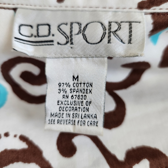 C.D.Sport Y2K Vibe Ivory, Chocolate & Turquoise Cropped Tailored Print Jacket M - Picture 8 of 11